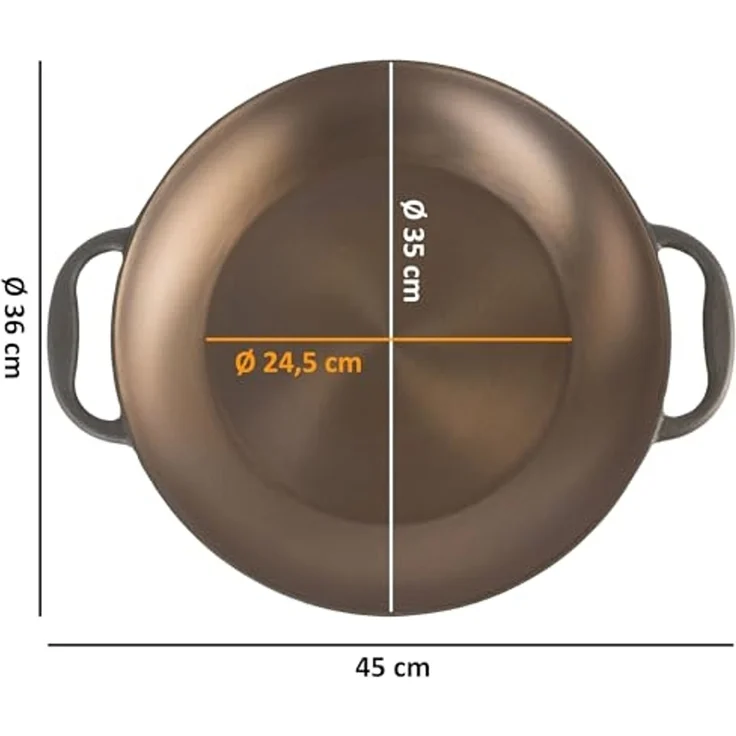 Mahlzeit Paellapfanne poliert, Ø 35 cm, Gusspfanne, Paella Pfanne, Bratpfanne, Gusseisen – Bild 3
