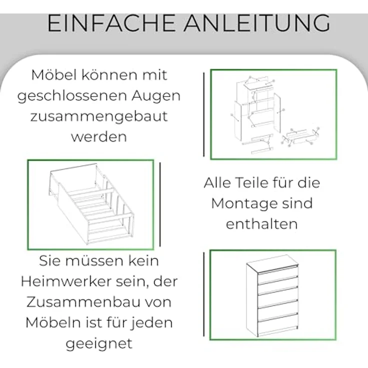 CDF Kommode Malwa M5 | Farbe: Kaschmir (beige) | Schrank für Dokumente, Kleinigkeiten | Ideal für Wohnzimmer, Schlafzimmer, Kinderzimmer, Jugendzimmer | 5 geräumige Schubladen – Bild 8