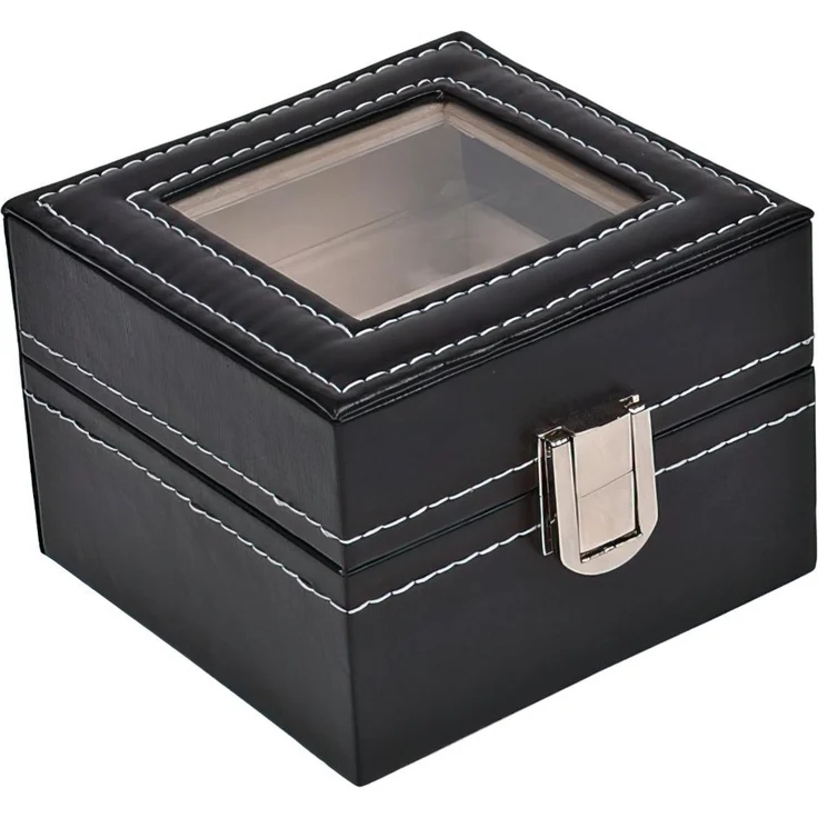 Sinoba Uhrenbox Uhrenkoffer Uhrenbox für Uhrensammlung in Leder-Optik Echtglas-Fenster – Bild 3