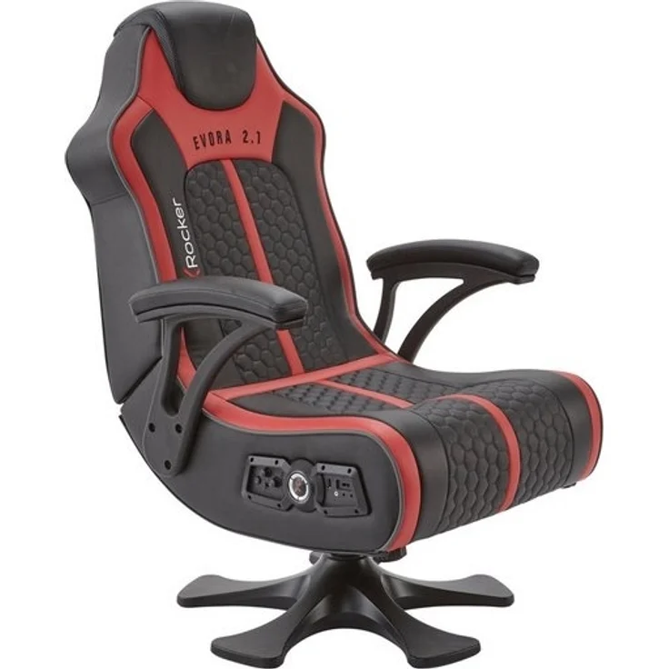 X Rocker Evora 2.1 Gaming-Sessel mit Wireless Audiosystem und Vibrationsmotor - schwarz/rot – Bild 4