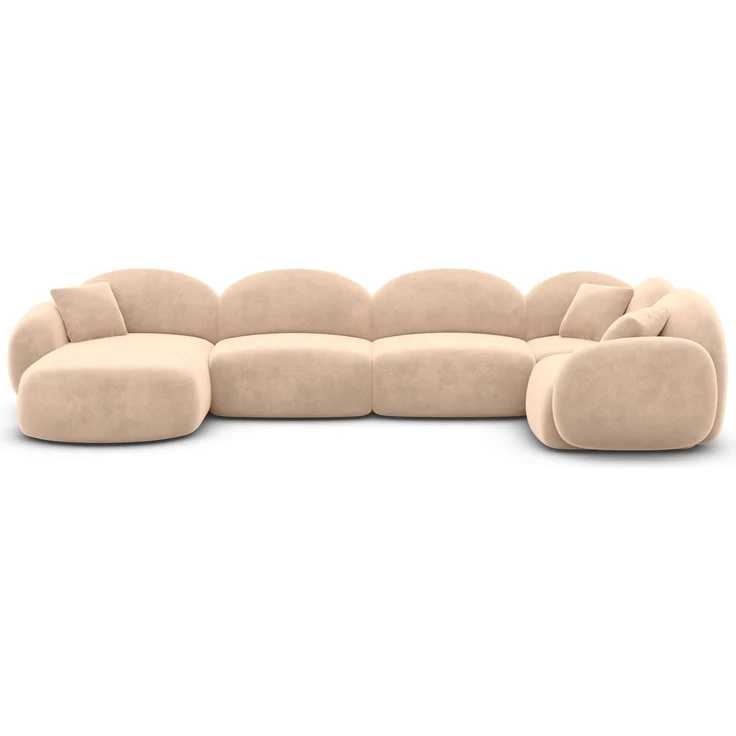 Sofa Dreams - Polster Wohnlandschaft Mirello XL U-Form - Samtstoff - Beige - Links – Bild 3