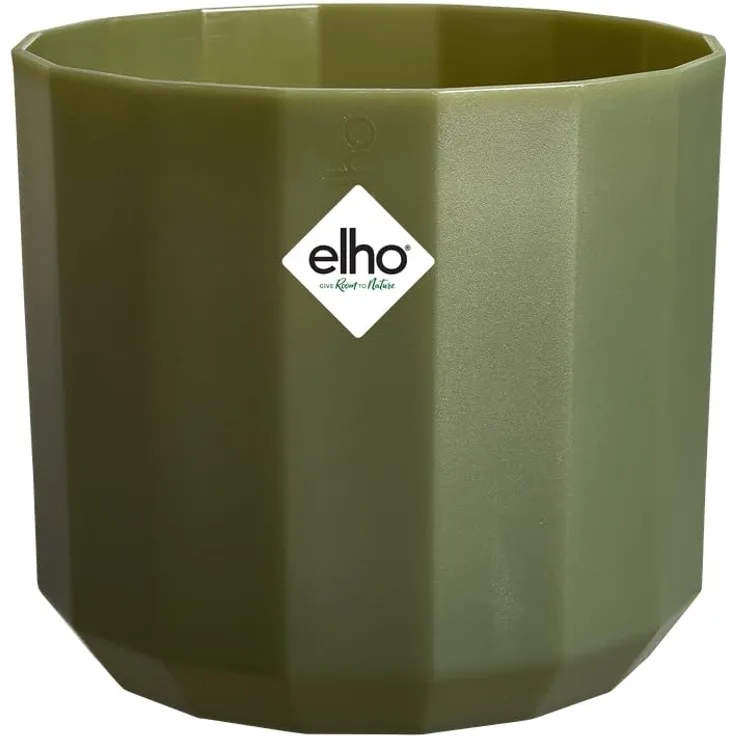 elho Facet Rund 23cm - Blumentopf für Innen - 100% recyceltes Plastik - Ø 22.7 x H 20.4 cm - Grün/Wald Grün