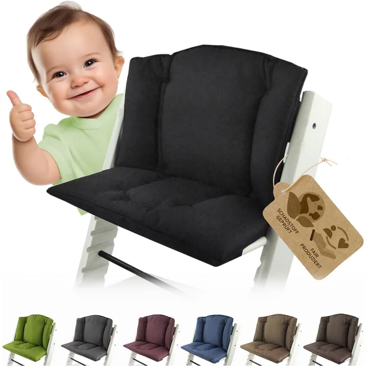 Ersatzbezug Sitzkissen kompatibel mit Stokke Tripp Trapp (schwarz uni) | Bezug Kissen-Set Sitzverkleinerer, Mod. 1