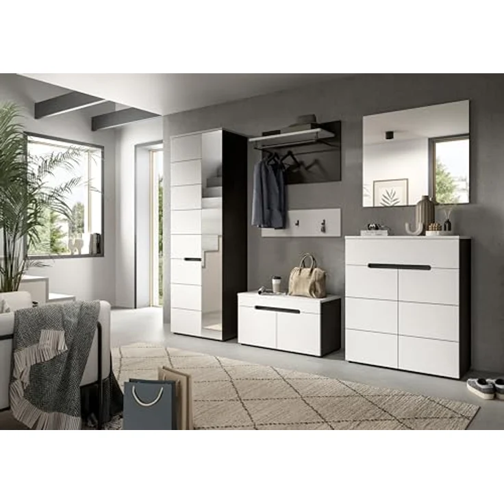Schuhkommode (B/H/T: 80x94x37 cm) in weiß Nachbildung – Bild 6