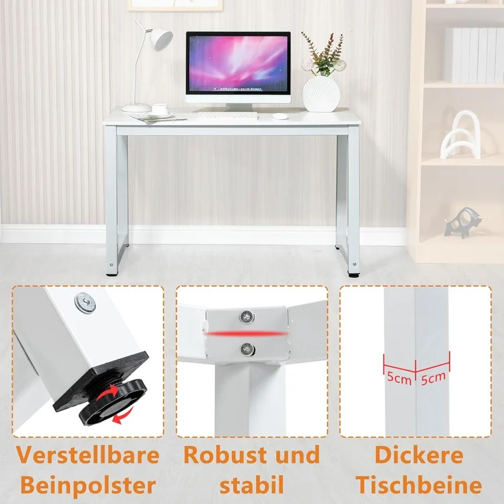 Thanaddo Arbeitstisch 60 x 120 cm Schreibtisch, Kleiner Computertisch, Bürotisch für Büro – Bild 3