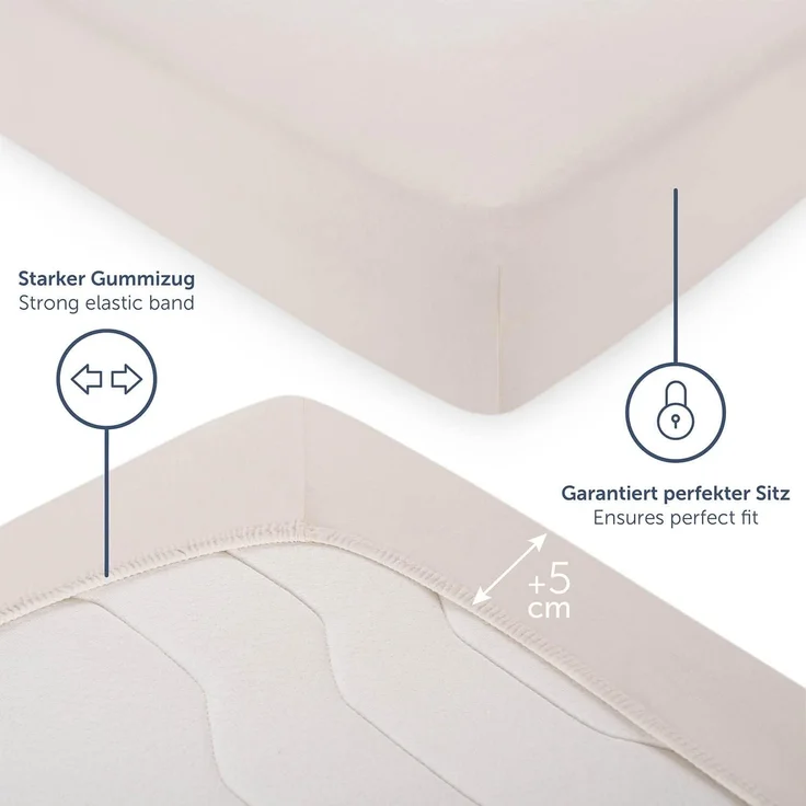 Blumtal® Premium Spannbettlaken 100x200 cm Jersey Boxspringbetten im 2er Set - OEKO-TEX zertifiziertes Bettlaken 100x200 cm Baumwolle 100% - Spannbetttuch 100x200 Boxspringbetten - Bettlaken - Elfenbein – Bild 4