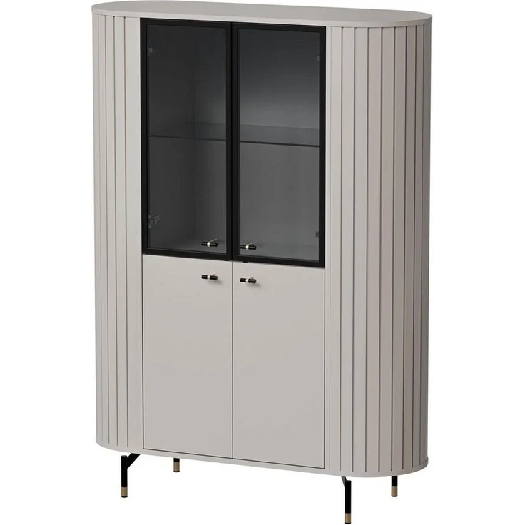 Compleo Standvitrine mit Glastüren, 4 türen, Lamellenoptik, Glamour design MODERNO – Bild 1