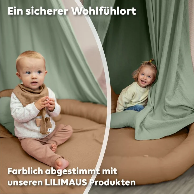 lilimaus Bodenkissen Sitzkissen für Kinder aus Musselin - Spielmatte & Kuschelecke, mit zarter Rüscheneinfassung - zum Lesen, Spielen & Kuscheln – Bild 4