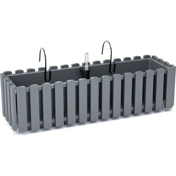 Prosperplast Blumenkasten Boardee Fencycase, Balkonkasten mit Aufhängung 58cm Weiß/Grau/Braun/Anthrazit