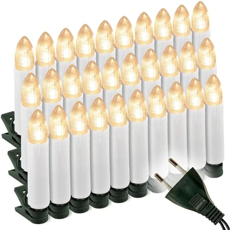 Nipach LED-Christbaumkerzen XI11606 LED Weihnachtsbaumbeleuchtung 30er innen – Bild 2