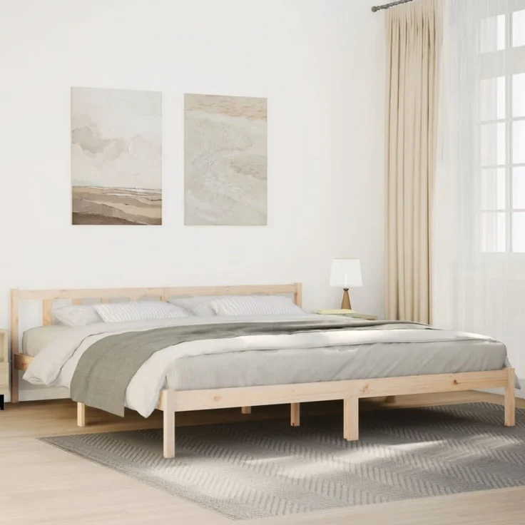 vidaXL Massivholzbett Extra Lang ohne Matratze 180x220 Kiefernholz 852452 – Bild 1
