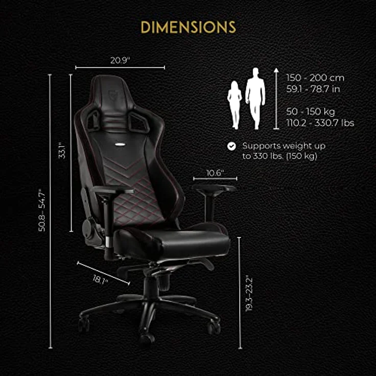 noblechairs Epic Gaming Stuhl - Bürostuhl - Schreibtischstuhl - PU-Kunstleder - Inklusive Kissen - Schwarz/Rot – Bild 3