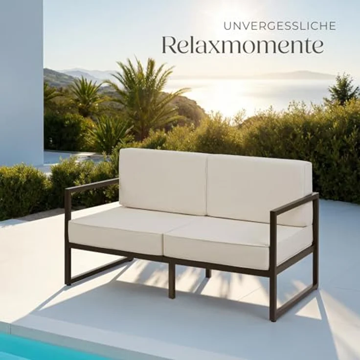 tectake Essgruppe Garten-Loungesofa, (Set, 1-tlg), Pulverbeschichtetes Stahlgestell für maximale Stabilität – Bild 9