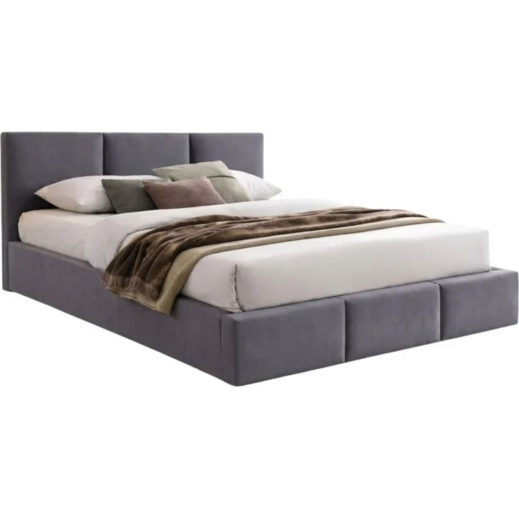 Home Collective Polsterbett Bett 140x200/160x200 Doppelbett Bettgestell mit Lattenrost & Stauraum, mit Stauraum mit Bettkasten 140x200 cm in grau samt – Bild 1