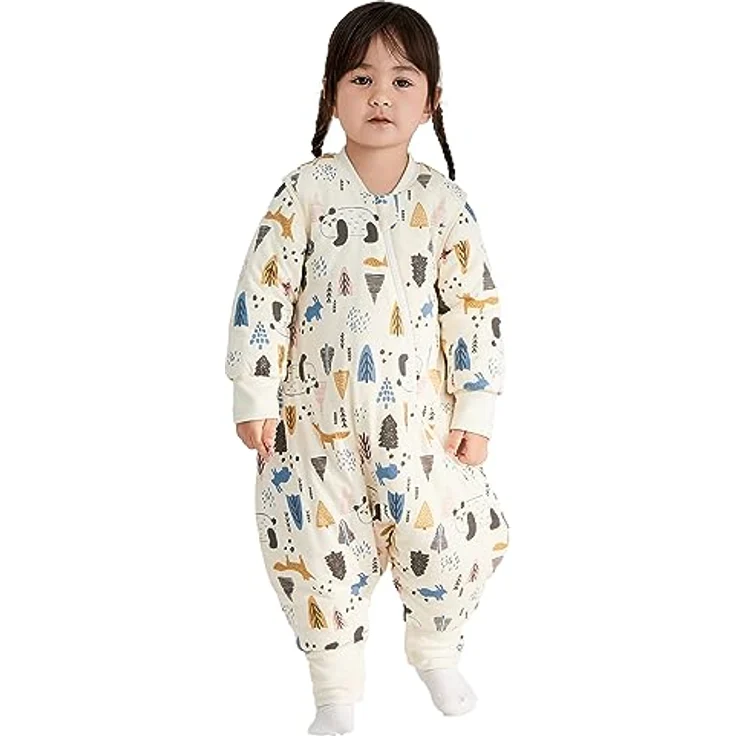 Duomiaomiao Schlafsack mit füßen Tog 3.5, Schlafsack mit füßen Winter, 100% Baumwolle Schlafsack Baby, Schlafsack mit füße 3.5 Tog, Schlafsack mit Beinen für Jungen und Mädchen – Bild 2