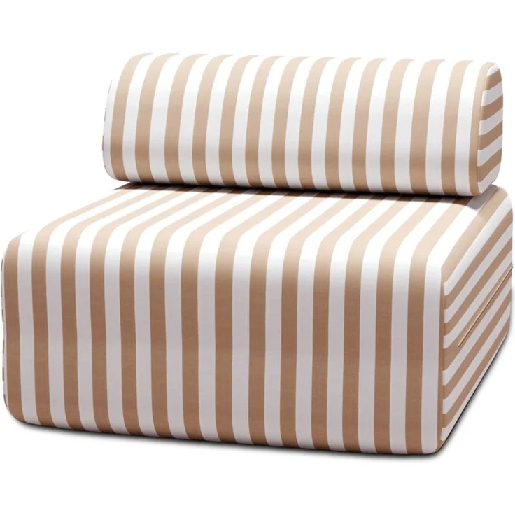 Gestreifter Outdoor-Sessel, weiß und braun – Bild 1