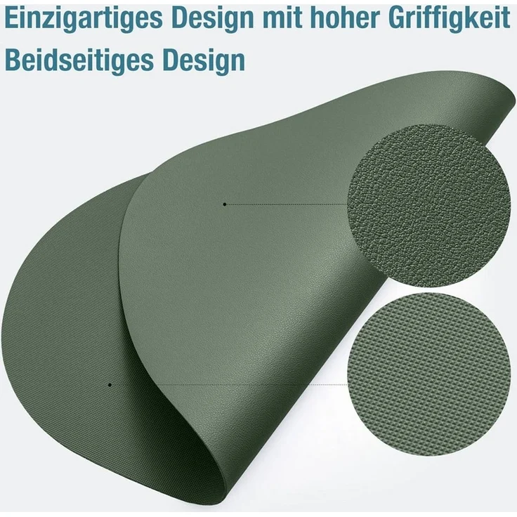 Youyijia Platzset Tischsets abwaschbar oval – 6 Platzsets in Lederoptik – Bild 3