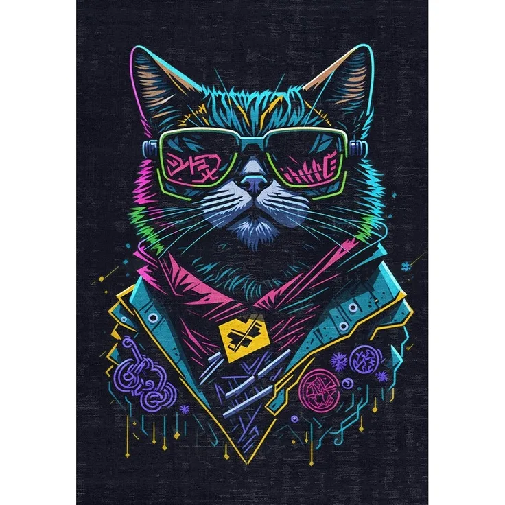 Bamyum Teppich Blackcat Chenille Druck Teppich, Gaming Videospiel Waschbarer Teppich, Einzelstück