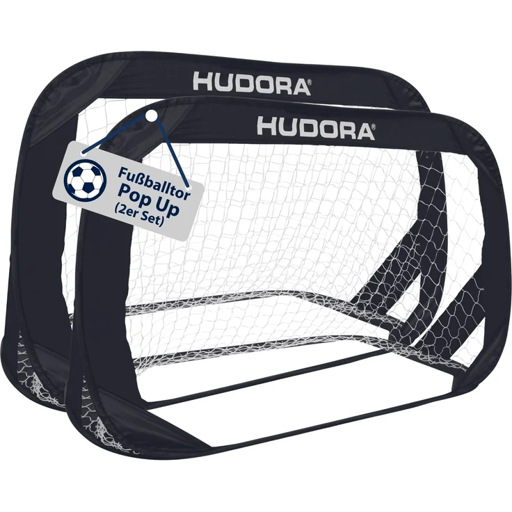 Hudora Pop Up Fußballtor mit Tragetasche, 2er Set, 120x80 cm, Schwarz – Bild 2