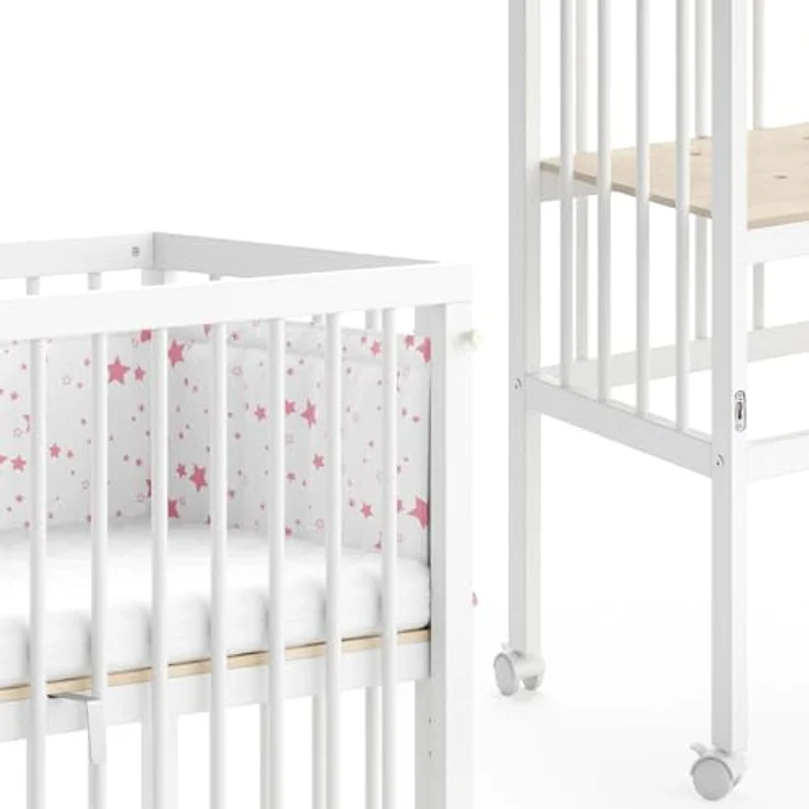 VitaliSpa Beistellbett Sophie, Weiß, 94 x 42.5 cm 2 Seitenschienen, höhenverstellbar mit Rollen und Befestigung am Elternbett – Bild 6