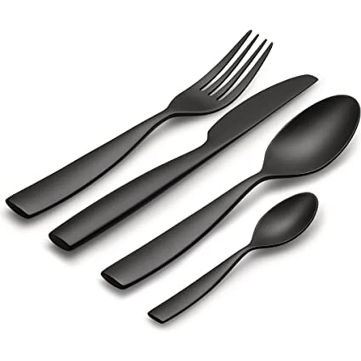 Alessi Dressed en Plein Air MW74S16 B - 16-teiliges Design-Besteckset mit Dekorationen, Melamin, Schwarz – Bild 1