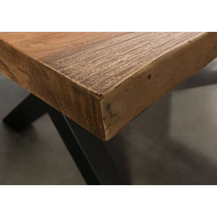 Baumtisch Sheesham 220x100x77 grau gebeizt / X-Beine anthrazit matt FREEFORM 5 – Bild 5