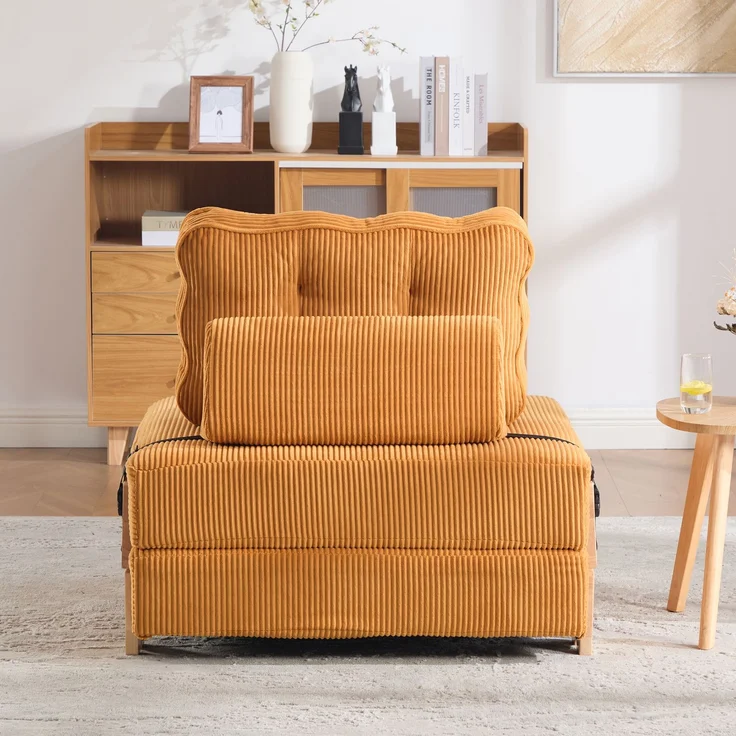 1-Sitzer Schlafsessel 90 x 86 x 84 cm aus Cord mit Schlaffunktion – Bild 2
