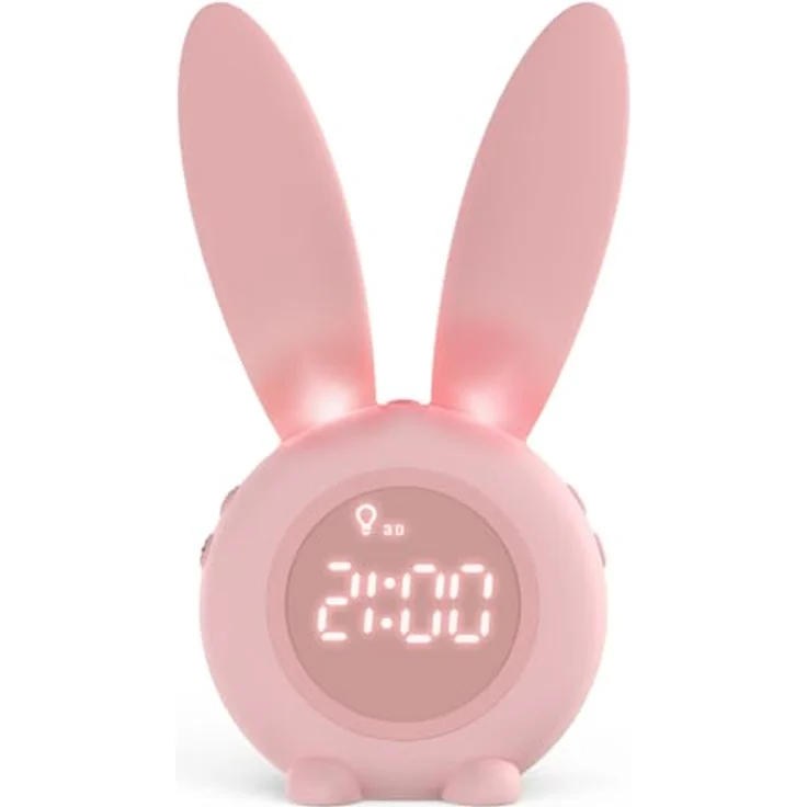 EXTSUD LED Nachtlicht Kinder Lichtwecker Cute Rabbit Kinderwecker, Creative Nachttischlampe Snooze-Funktion zeitgesteuertes Nachtlicht – Bild 2