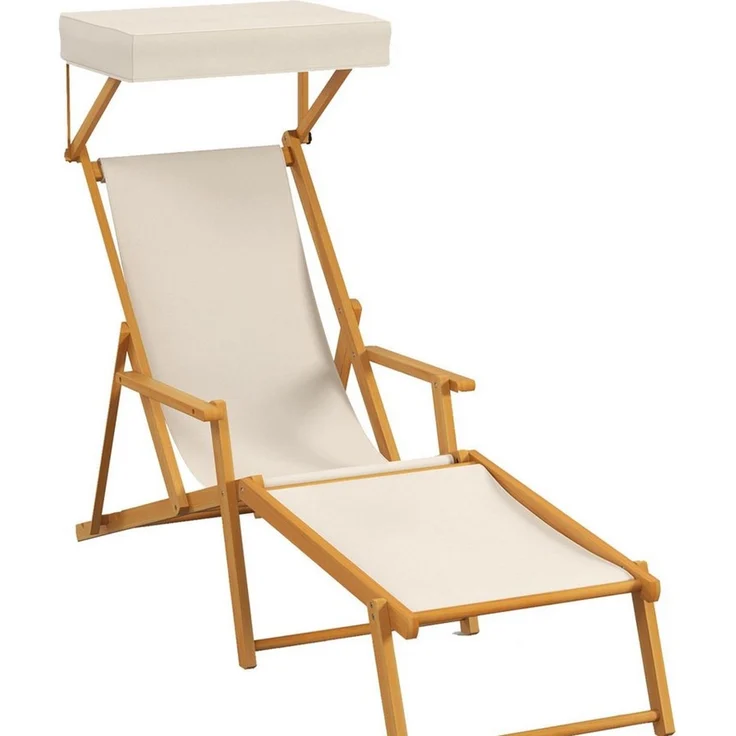 COSTWAY Gartenliege, 1 St, Sonnenliege mit Dach, aus Holz, verstellbar – Bild 1