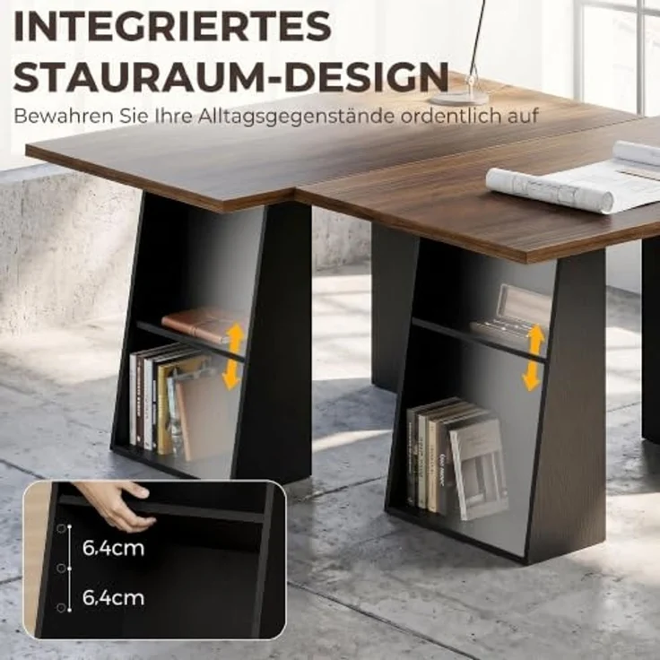 HOMCOM Schreibtisch Computertisch, Arbeitstisch mit Metallrahmen, Home Office (nicht anwendbar, 1-St, 1 Tisch), für Home Office und Arbeitszimmer, Braun, Schwarz – Bild 5