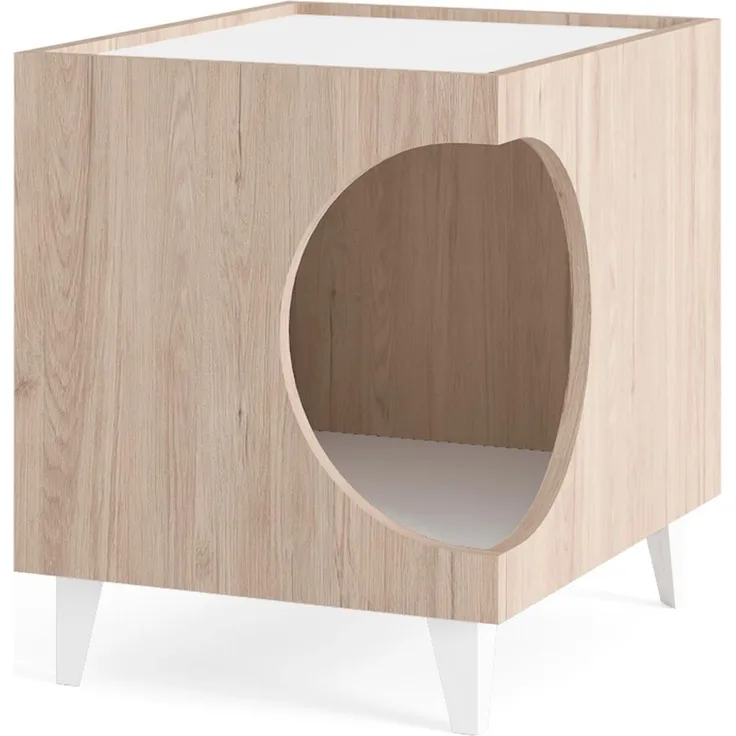 ARANAZ S.L. MANUFACTURAS DE LA MADERA Nachttisch mit Loch für Haustiere in Holzfarbe, 50 x 40 x 40 cm