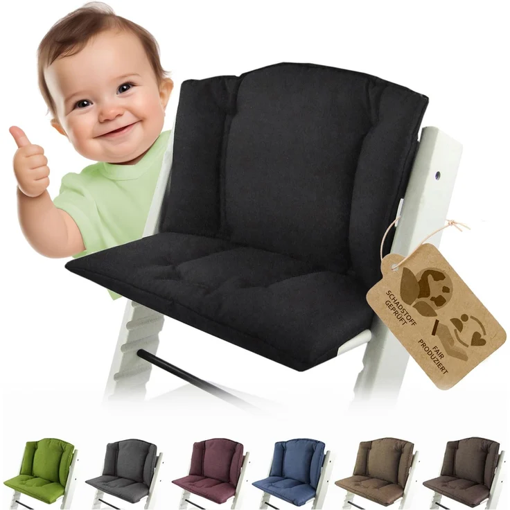 Ersatzbezug Sitzkissen kompatibel mit Stokke Tripp Trapp (uni schwarz) | Bezug Kissen-Set Sitzverkleinerer, Mod. 1