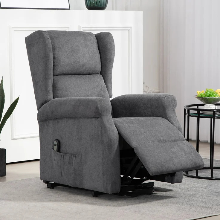 Rayofly-Relaxsessel mit Aufstehhilfe und Liegefunktion, bis 200 kg, Dunkelgrau, H 111 cm x T 74 cm x B 94 cm – Bild 4