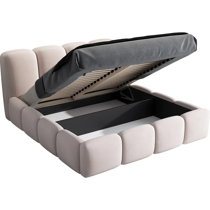 Polsterbett LUMO 90x200 ohne Matratze mit Bettkasten und Lattenrost. Farbe: Anthracite 18 – Bild 4
