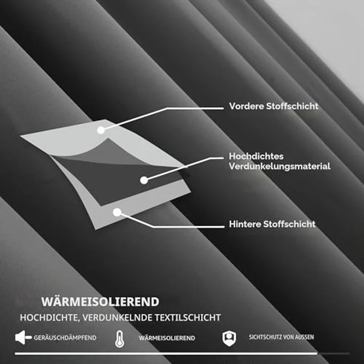 Deconovo Gardinen mit Kräuselband Blickdicht Vorhänge UV-Schutz Dunkelgrau | 2er Set, H 175 x B 140 cm, Hitzeschutz, Wohnzimmer Vorhang, Curtains for Bedroom, für Schienen, Sichtschutz, UV-schutz – Bild 6