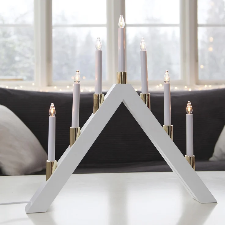 LED Lichterbogen ,Halla', 7-flammig, Holz, weiß – Bild 2