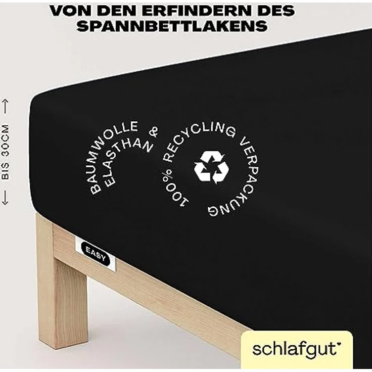 Adam Matheis Spannbettlaken EASY Jersey BL 160x200 cm schwarz Spannbetttuch Bettlaken Spannlaken – Bild 4