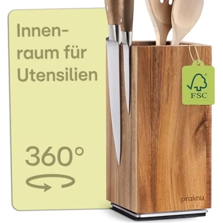 Praknu Magnet-Messerblock Praknu Messerblock Magnetisch 360° drehbar ohne Messer (1tlg), Rutschfest