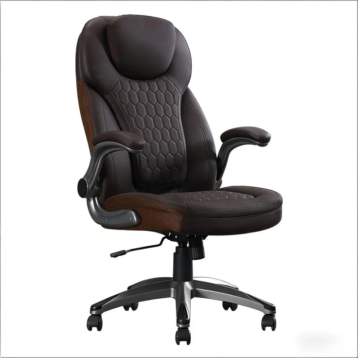Faumrta Weich Exekutivstuhl,Bürostuhl mit Hoher Rückenlehne,Bossstuhl(nur mit Bürostühlen)Metal+Mesh,Nylon,PU73cm*67.5cm*120cmBraun – Bild 4