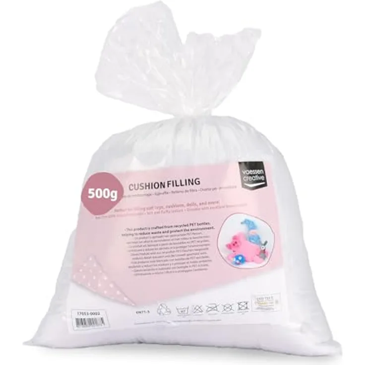 Vaessen Creative Flauschige Weiche Polyester Füllung für Plüschtiere, Kissen und Bastel-Projekte, Weiß, 500gr Verpackung kann variieren