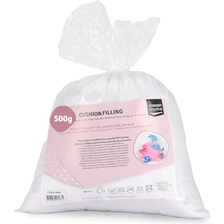 Vaessen Creative Flauschige Weiche Polyester Füllung für Plüschtiere, Kissen und Bastel-Projekte, Weiß, 500gr Verpackung kann variieren – Bild 1