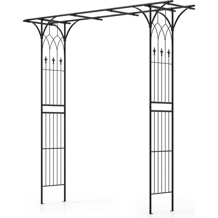 Metall Rosenbogen Gartenbogen für Kletterpflanzen Rankhilfe Garten Torbogen Schwarz