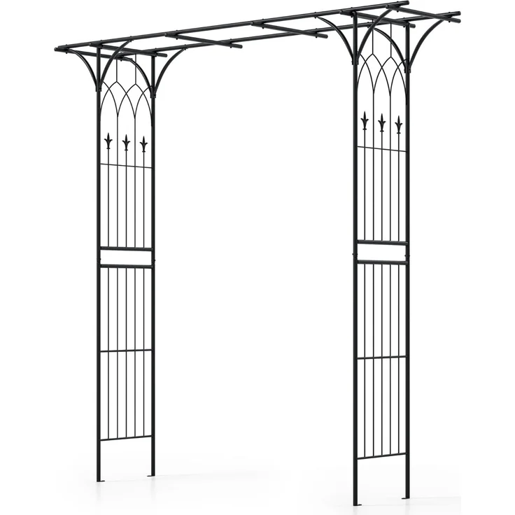 Metall Rosenbogen Gartenbogen für Kletterpflanzen Rankhilfe Garten Torbogen Schwarz – Bild 1