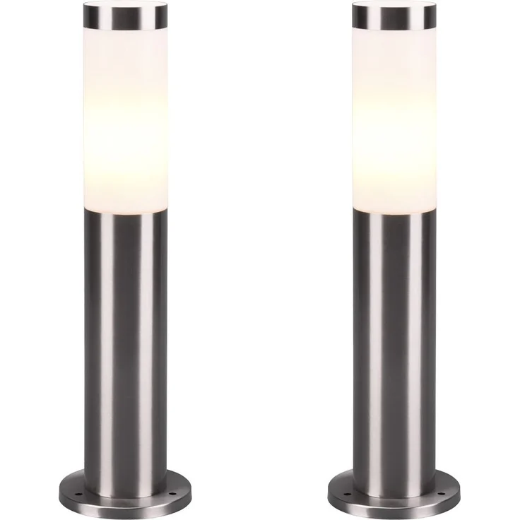 2er Set moderne LED Sockelleuchten aus Edelstahl in Silber, Höhe 45cm – Bild 2