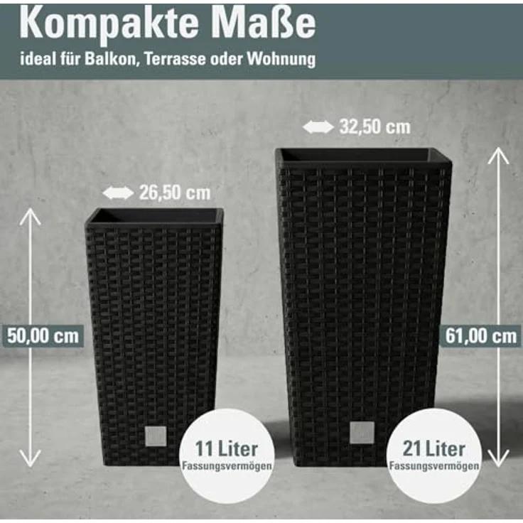 Polyrattan-Pflanztopf mit Einsatz Rattanoptik 26 x 50,5 x 26cm – Bild 4