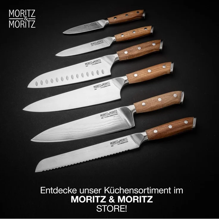 Moritz & Moritz Damast Kochmesser, ergonomischem Griff, 20 cm Klinge – Bild 8