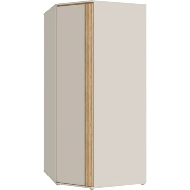 Forte WEXLIN Eckkleiderschrank 90 95, moderner Kleiderschrank mit Schranktür, Kinder- und Jugendzimmer, Kaschmir|Beige|Mauvella Eiche Holzdekor, 92,2 cm breit x 193,7 cm hoch x 92,2 cm tief – Bild 4