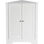 COSTWAY Eckschrank Lamellentür mit höhenverstellbarem Regal, Bodenschrank für Badezimmer, Eingangsbereich, Wohnzimmer (Weiß)