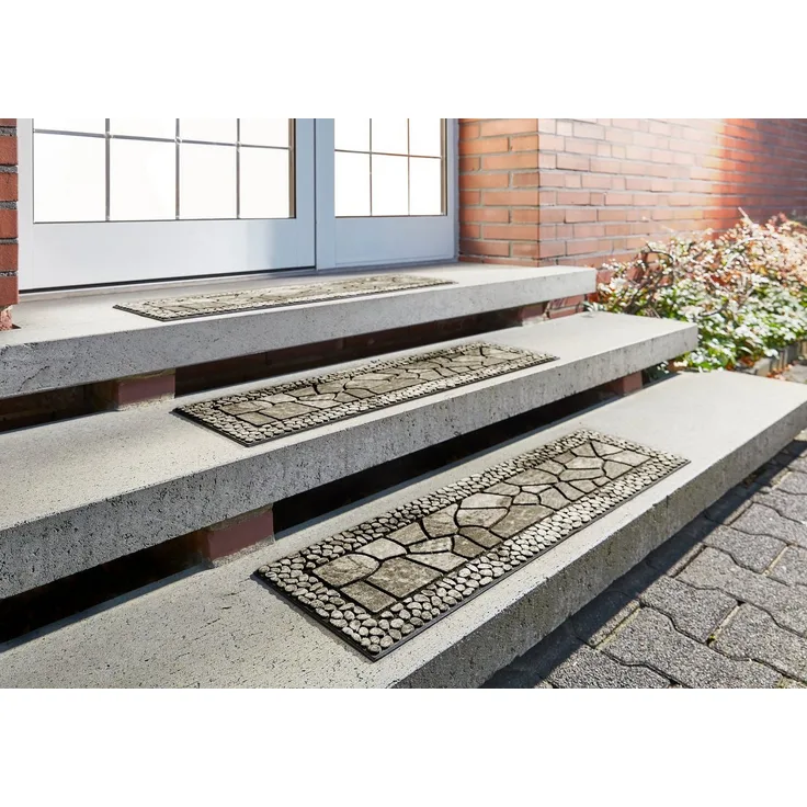 Andiamo Stufenmatte Outdoor, 2er Set, rechteckig, Höhe: 6 mm, Outdoor-Stufenmatten, Stein Motiv, Gartenbereich, Außenbereich