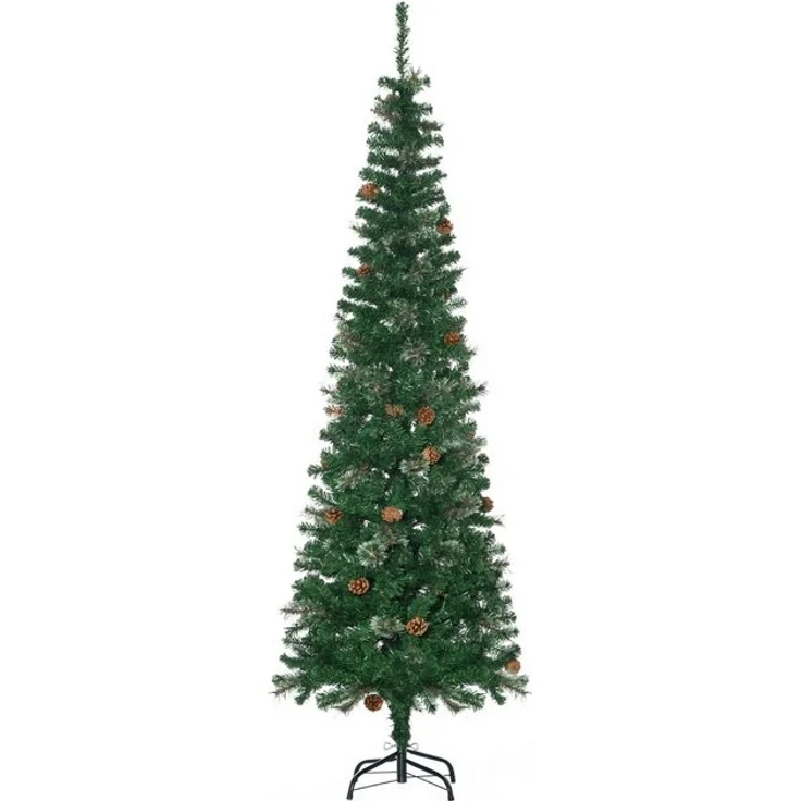 HOMCOM Künstlicher Weihnachtsbaum 195 cm Christbaum mit 556 Spitzen, 25 Zapfen, klappbar Metallständer, Tanne, für Weihnachten Deko, grün – Bild 4